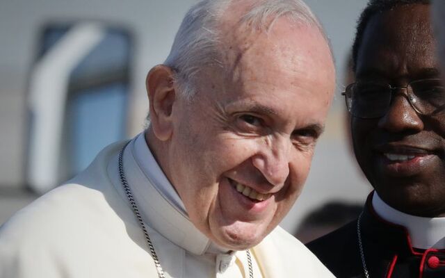 August 25, 2018: Pope Francis at Dublin Airport as he arrives for the first day of his visit to Ireland